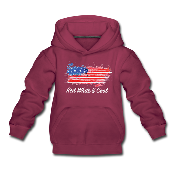 Kids‘ Premium Hoodie-"Red White & Cool" - burgundy