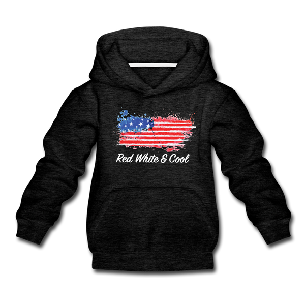 Kids‘ Premium Hoodie-"Red White & Cool" - charcoal gray