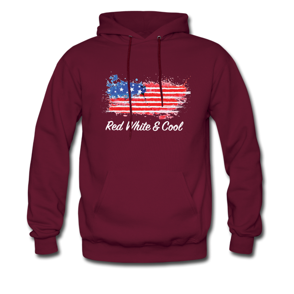 Men's Hoodie - "Red White & Cool" - burgundy