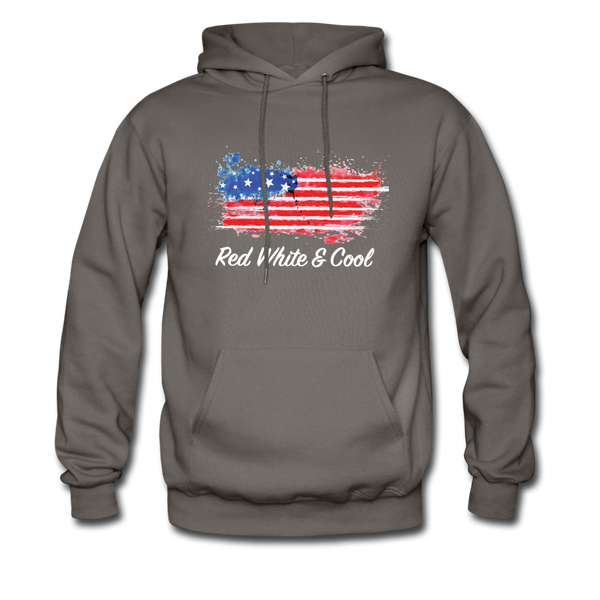 Men's Hoodie - "Red White & Cool" - asphalt gray