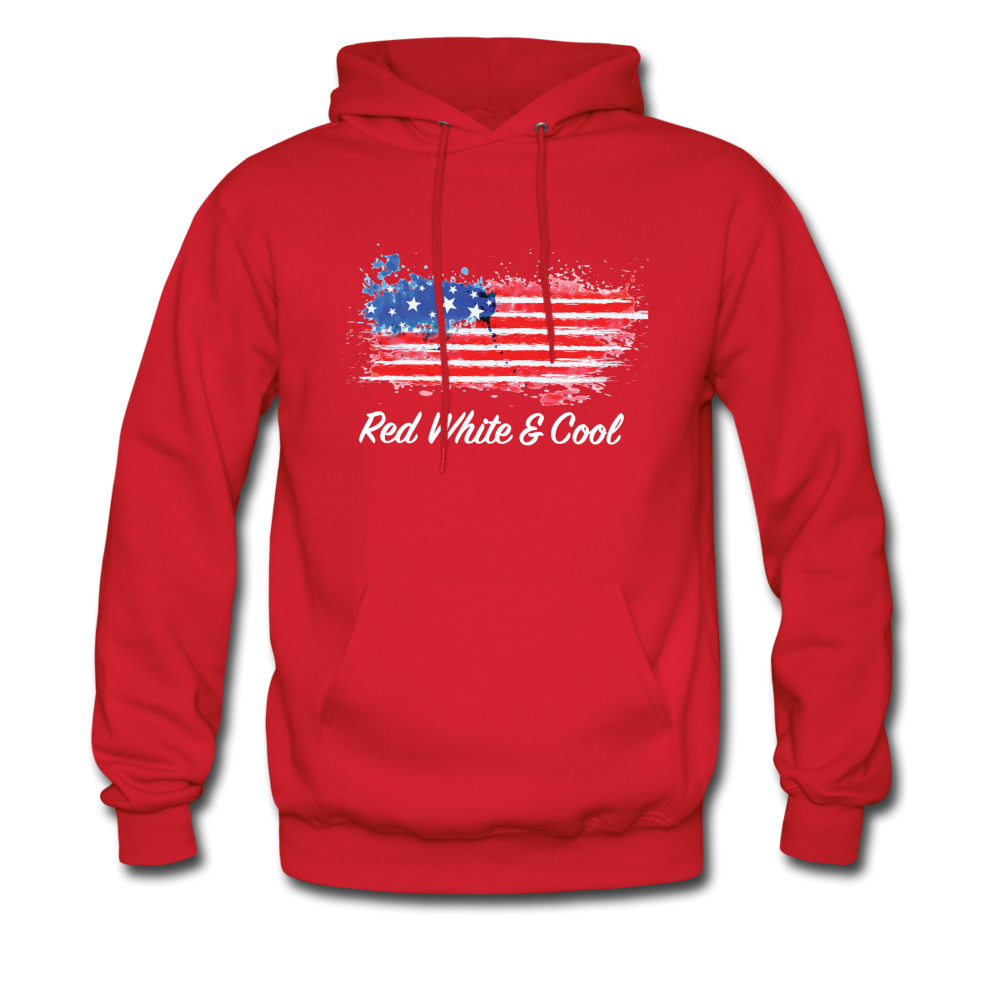 Men's Hoodie - "Red White & Cool" - red