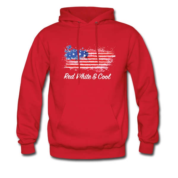Men's Hoodie - "Red White & Cool" - red