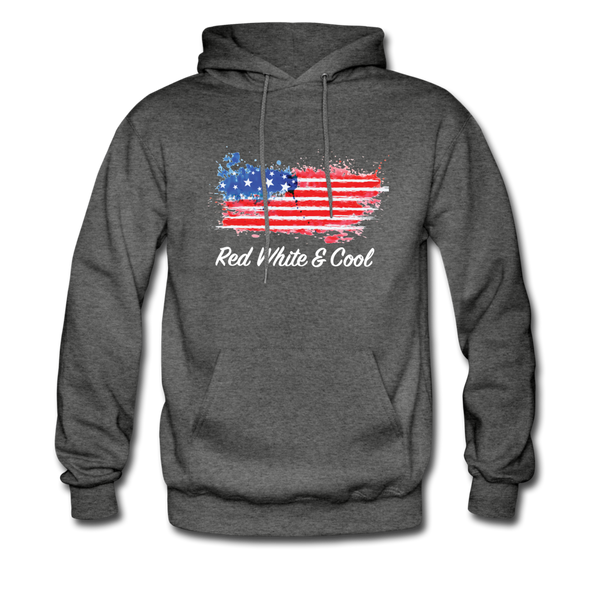 Men's Hoodie - "Red White & Cool" - charcoal gray