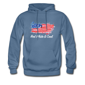 Men's Hoodie - "Red White & Cool" - denim blue
