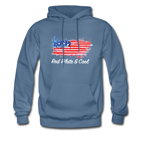 Men's Hoodie - "Red White & Cool" - denim blue