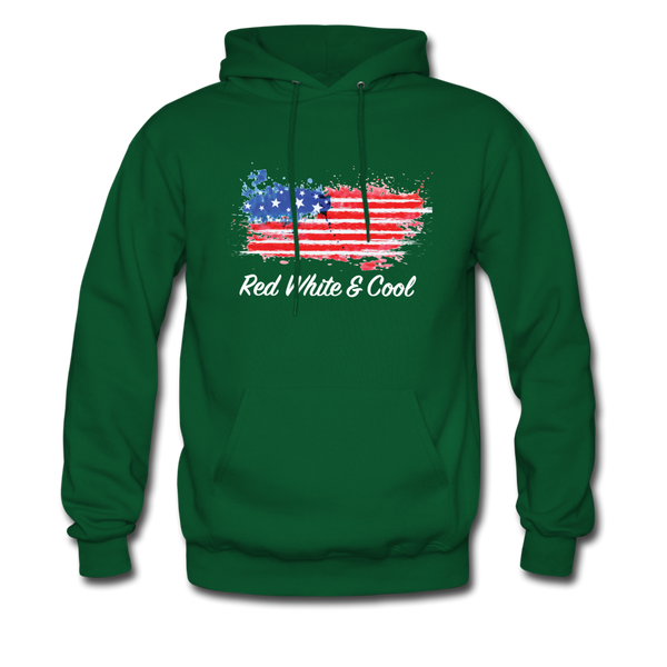 Men's Hoodie - "Red White & Cool" - forest green
