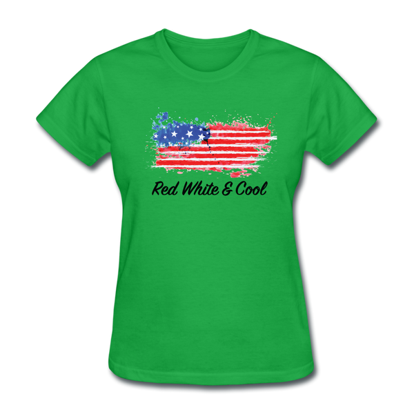 Women's T-Shirt- "Red White & Cool" - bright green