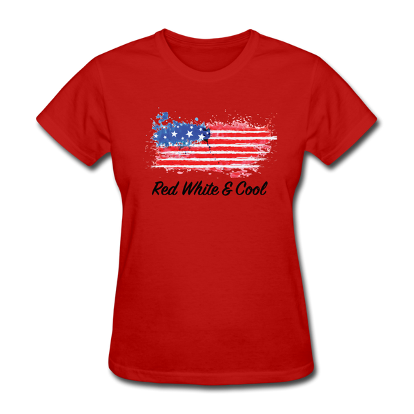 Women's T-Shirt- "Red White & Cool" - red