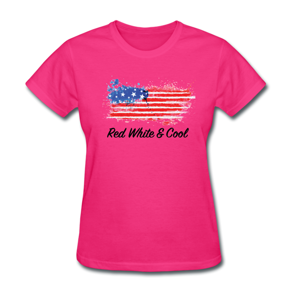 Women's T-Shirt- "Red White & Cool" - fuchsia