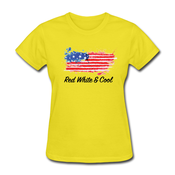 Women's T-Shirt- "Red White & Cool" - yellow