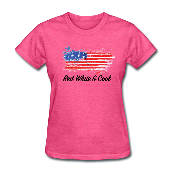 Women's T-Shirt- "Red White & Cool" - heather pink