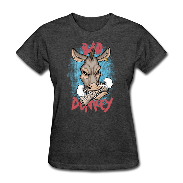 Women's T-Shirt- "Bad Donkey" - heather black