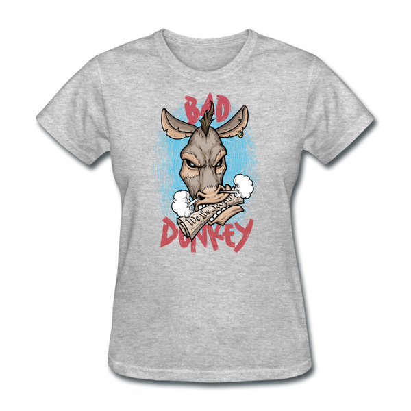 Women's T-Shirt- "Bad Donkey" - heather gray