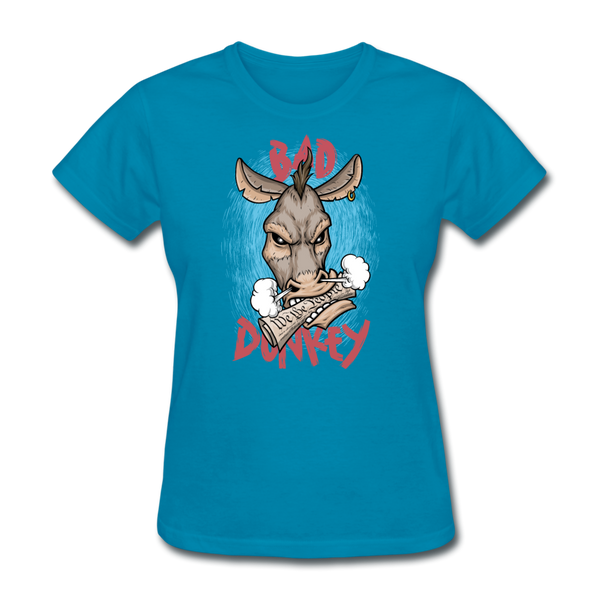Women's T-Shirt- "Bad Donkey" - turquoise