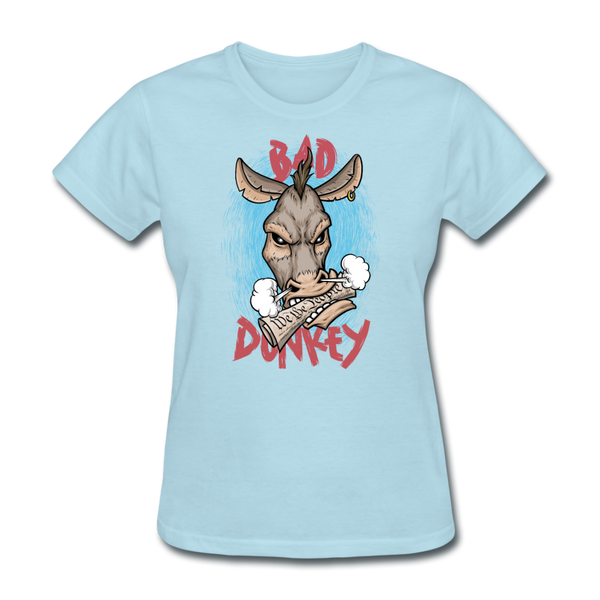 Women's T-Shirt- "Bad Donkey" - powder blue