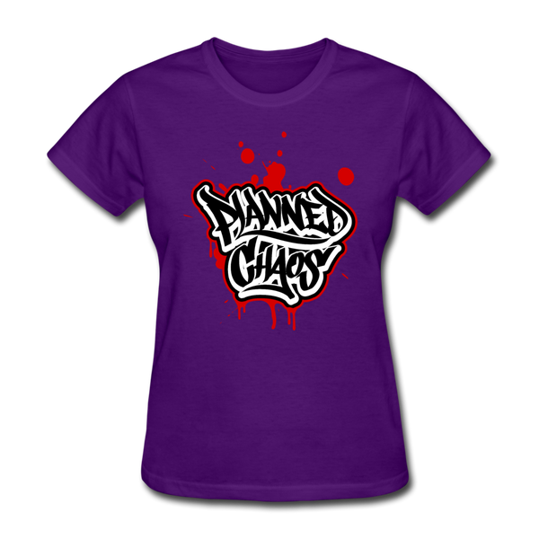Women's T-Shirt- "Planned Chaos" Graffiti Style - purple