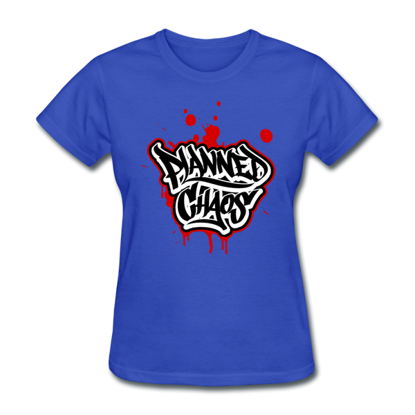 Women's T-Shirt- "Planned Chaos" Graffiti Style - royal blue