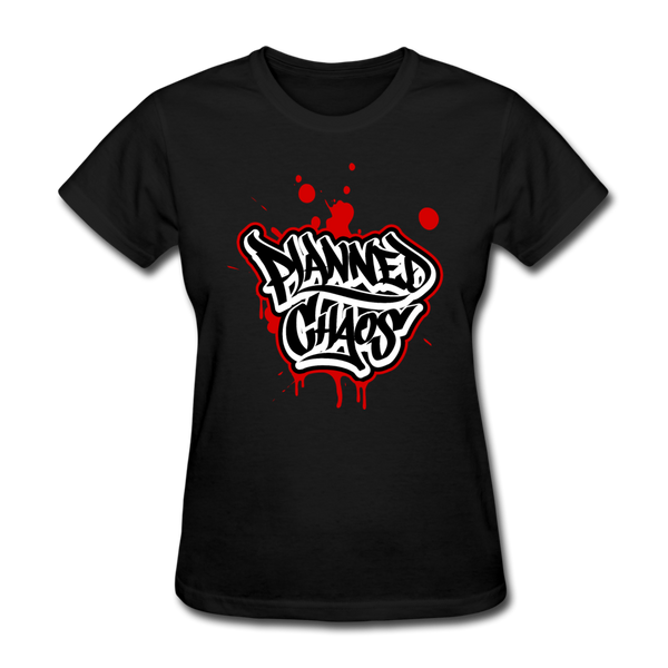 Women's T-Shirt- "Planned Chaos" Graffiti Style - black
