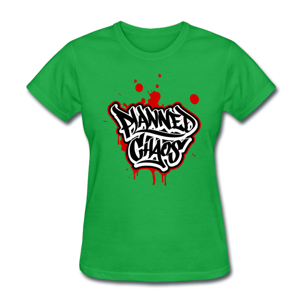 Women's T-Shirt- "Planned Chaos" Graffiti Style - bright green