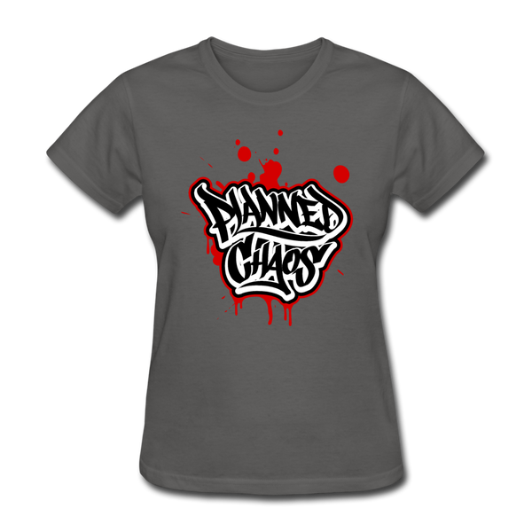 Women's T-Shirt- "Planned Chaos" Graffiti Style - charcoal