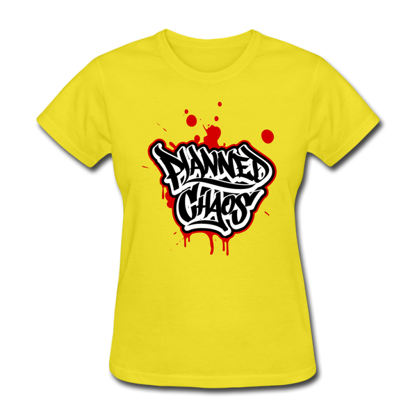Women's T-Shirt- "Planned Chaos" Graffiti Style - yellow