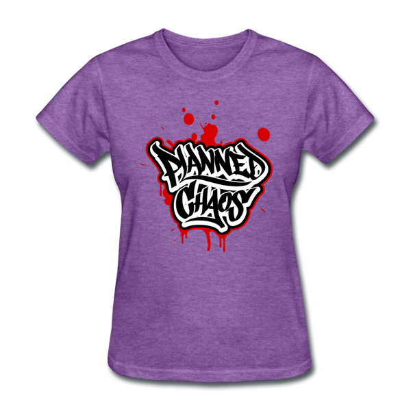Women's T-Shirt- "Planned Chaos" Graffiti Style - purple heather