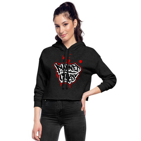 Women's Cropped Hoodie- "Planned Chaos" Graffiti Style - deep heather