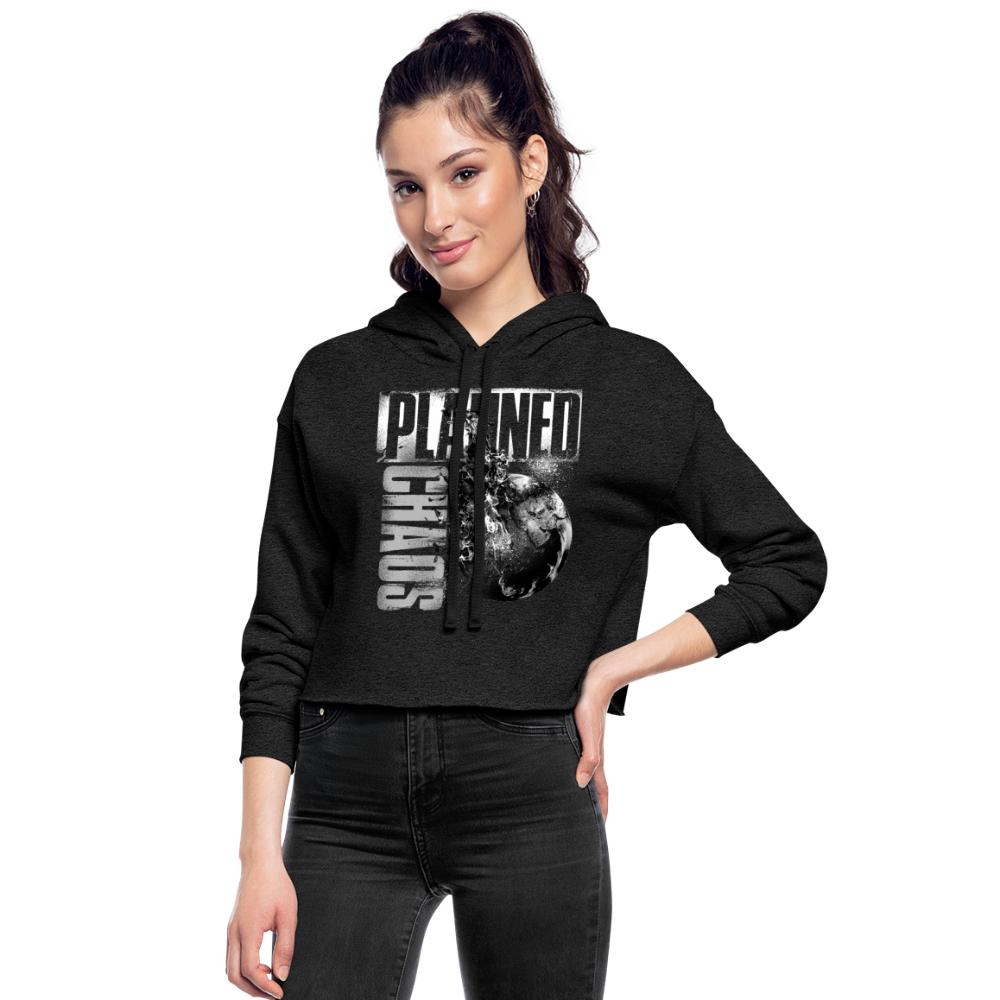 Women's Cropped Hoodie- "Planned Chaos" Burning Earth - deep heather