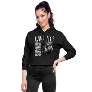 Women's Cropped Hoodie- "Planned Chaos" Burning Earth - deep heather