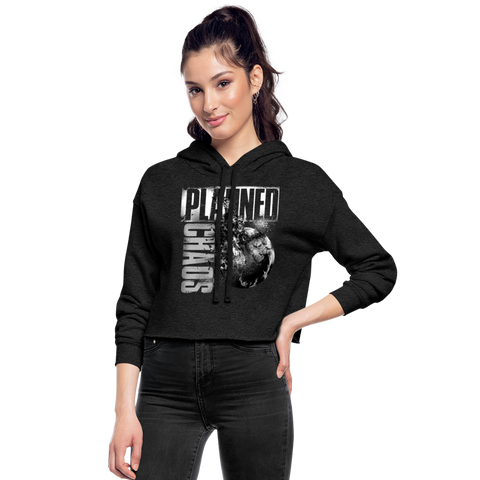 Women's Cropped Hoodie- "Planned Chaos" Burning Earth - deep heather