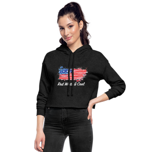 Women's Cropped Hoodie- "Red White & Cool" - deep heather