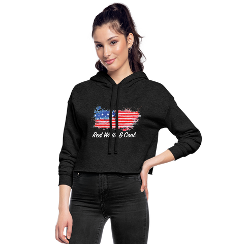 Women's Cropped Hoodie- "Red White & Cool" - deep heather