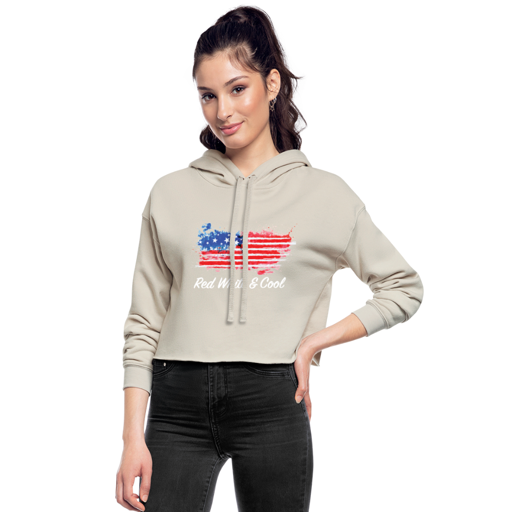 Women's Cropped Hoodie- "Red White & Cool" - dust