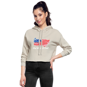Women's Cropped Hoodie- "Red White & Cool" - dust