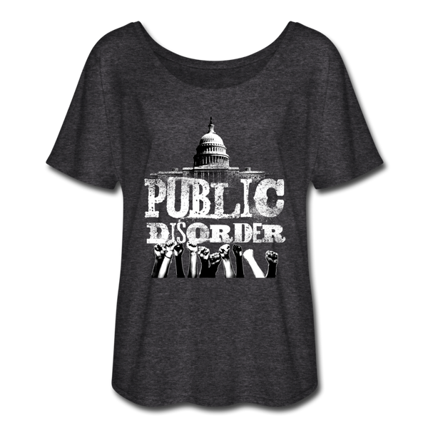 Public Disorder Raising Fists Women’s Flowy T-Shirt - charcoal gray