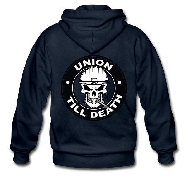 Gildan Heavy Blend Adult Zip Hoodie- "Union till Death" - navy