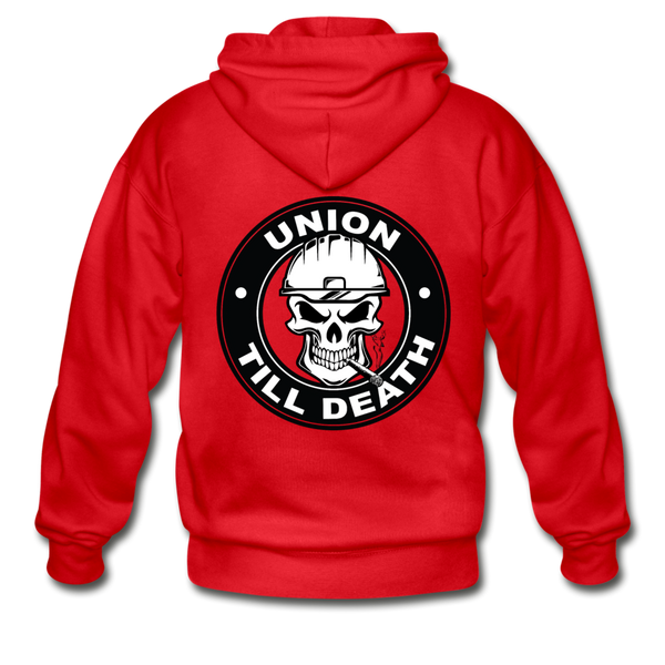 Gildan Heavy Blend Adult Zip Hoodie- "Union till Death" - red