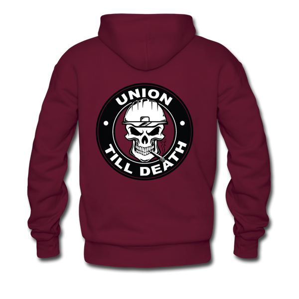 Men's Pullover Hoodie- "Union till Death" - burgundy