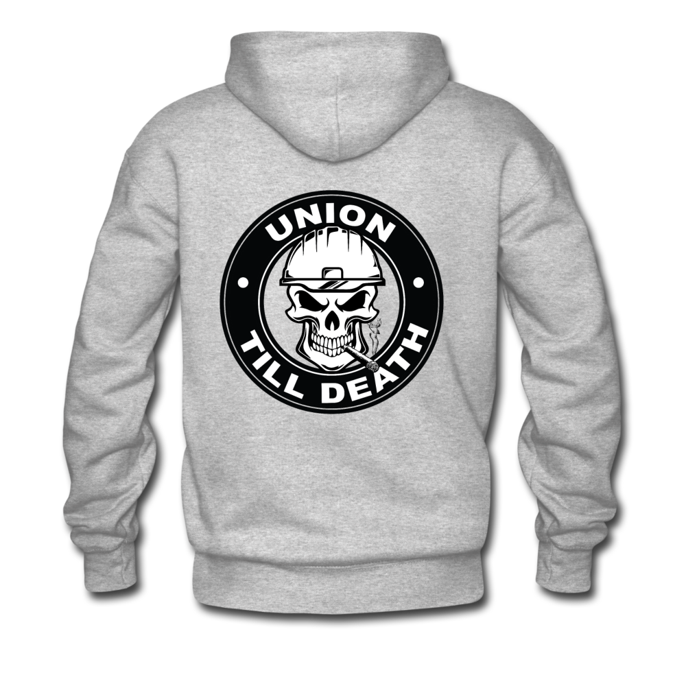 Men's Pullover Hoodie- "Union till Death" - heather gray