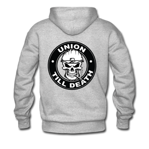 Men's Pullover Hoodie- "Union till Death" - heather gray