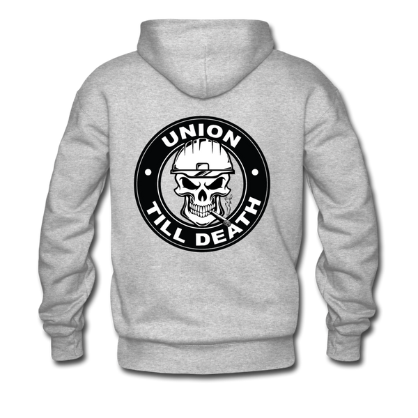 Men's Pullover Hoodie- "Union till Death" - heather gray