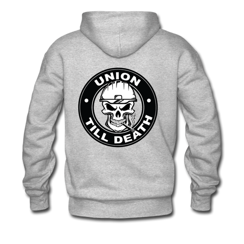 Men's Pullover Hoodie- "Union till Death" - heather gray
