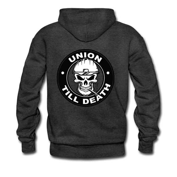 Men's Pullover Hoodie- "Union till Death" - charcoal gray