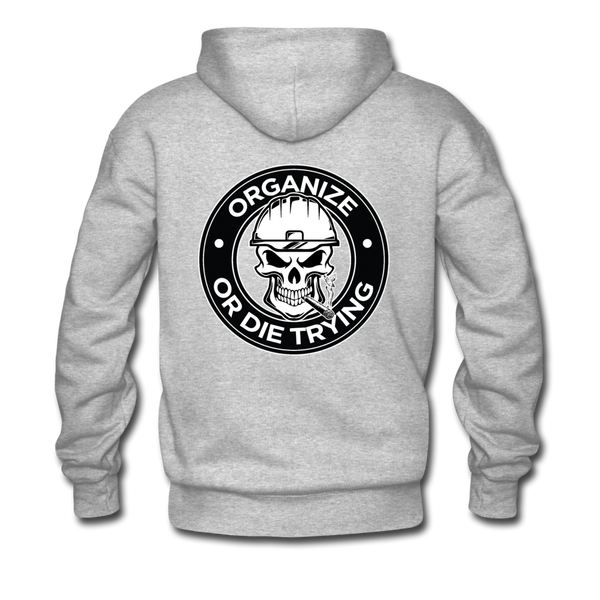 Men's Pullover Hoodie-"Organize or Die Trying" - heather gray
