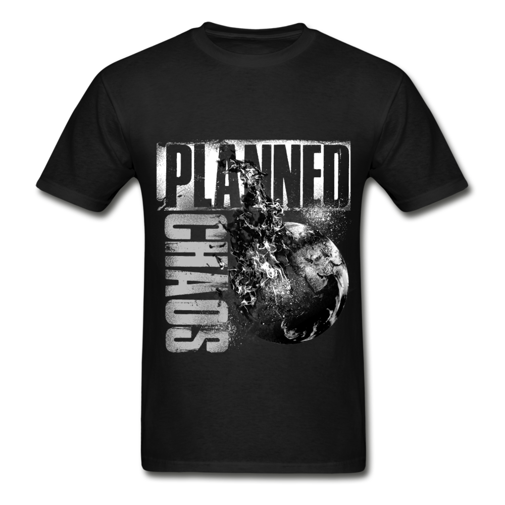 Adult Unisex T-Shirt- "Planned Chaos" Burning Earth - black