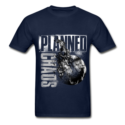Adult Unisex T-Shirt- "Planned Chaos" Burning Earth - navy