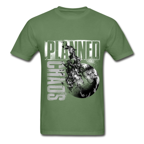 Adult Unisex T-Shirt- "Planned Chaos" Burning Earth - military green