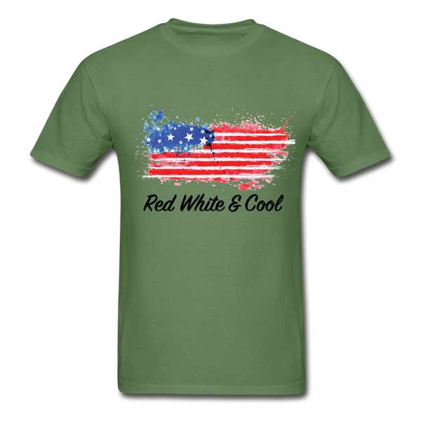 Adult T-Shirt - "Red White & Cool" - military green