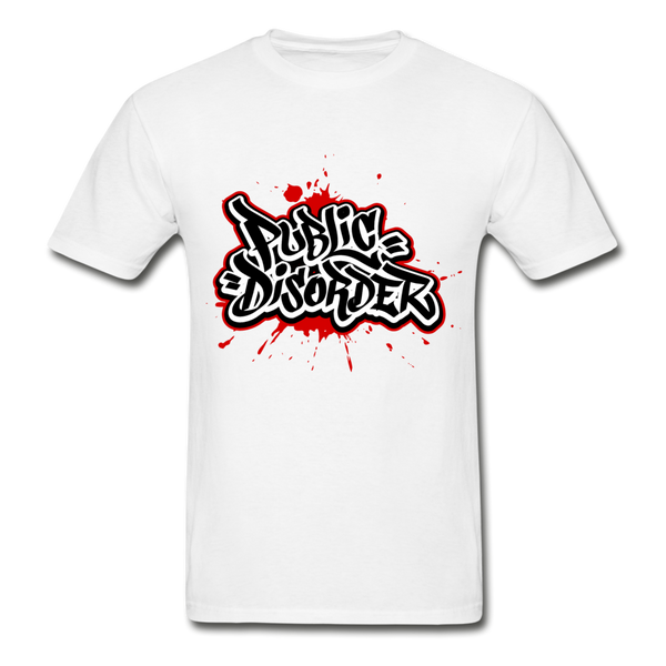 Men's T-Shirt- "Public Disorder" Graffiti - white