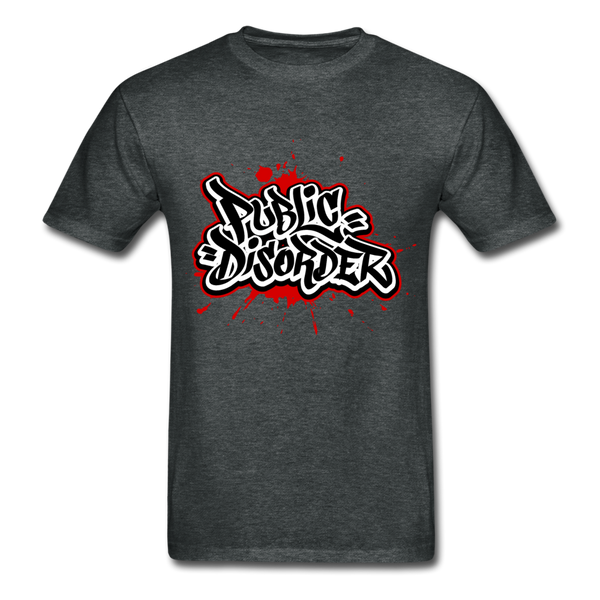 Men's T-Shirt- "Public Disorder" Graffiti - deep heather